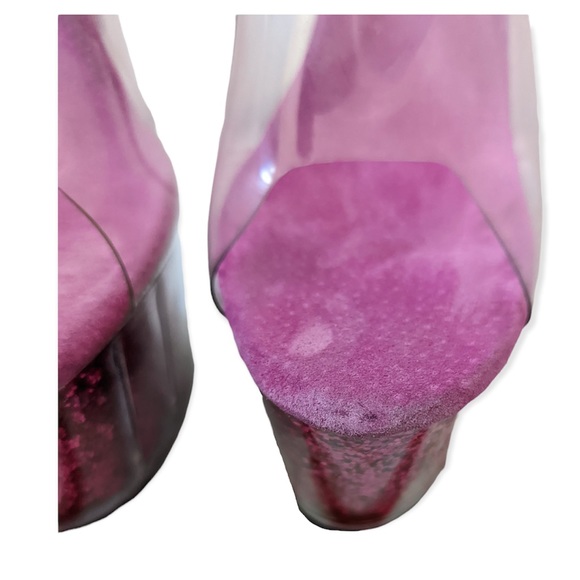 Tony Shoes Platform Clear/Fuchsia Glittery Sandals - Picture 3 of 11
